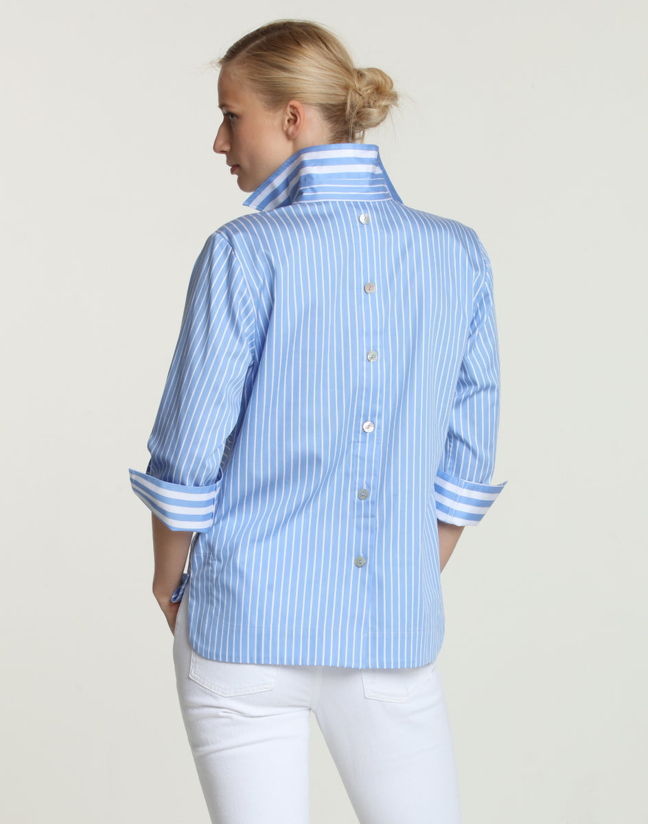 Aileen 3/4 Sleeve Contrast Size Wu Stripe Top – Hinson