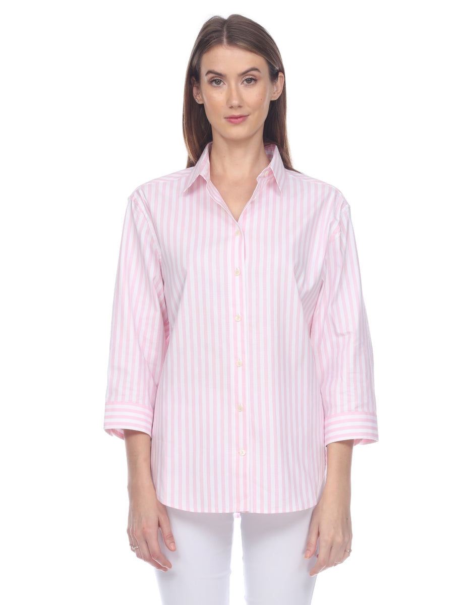 Halsey 3/4 Sleeve Oversize Stripe Shirt