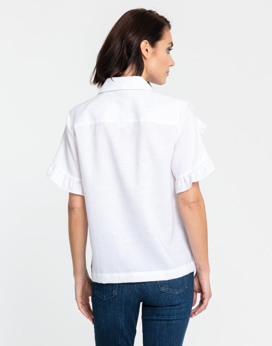 Maxi linen shirt with albow-lenght sleeve Salomé