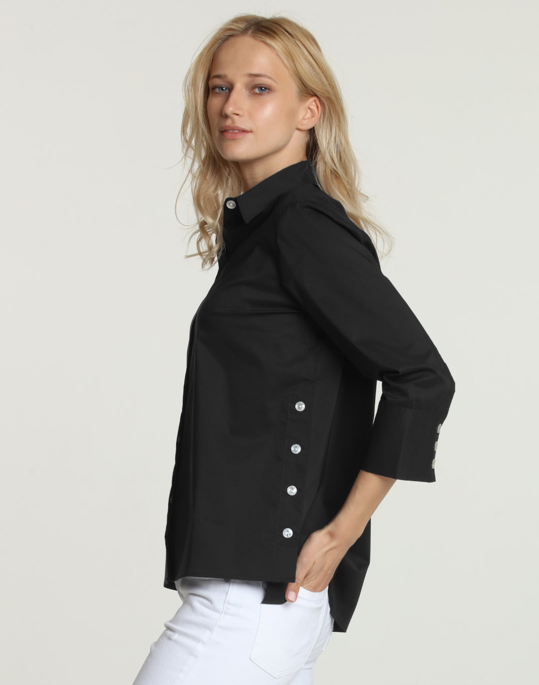 Maxine 3/4 Sleeve Side Button Shirt