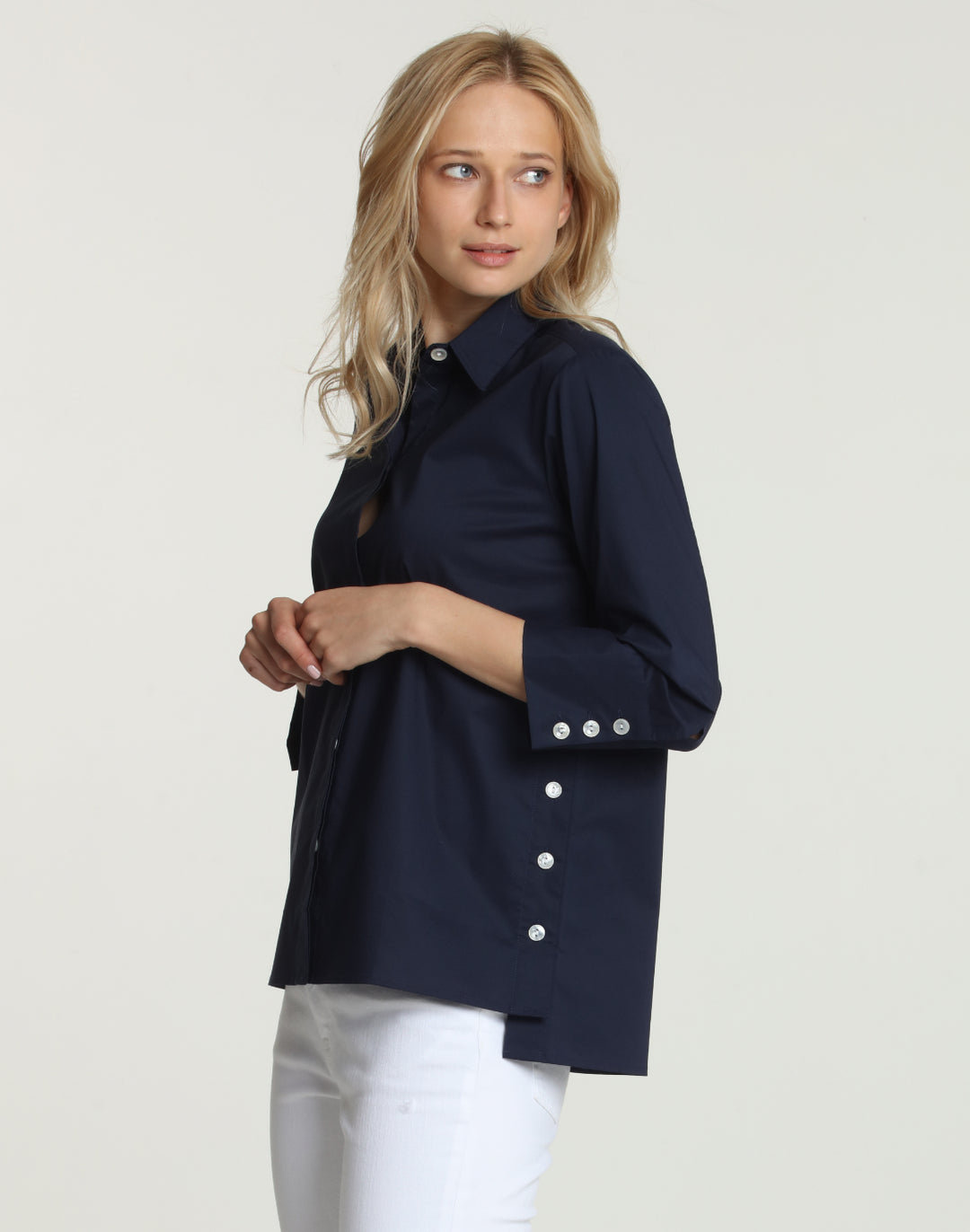 Maxine 3/4 Sleeve Side Button Shirt