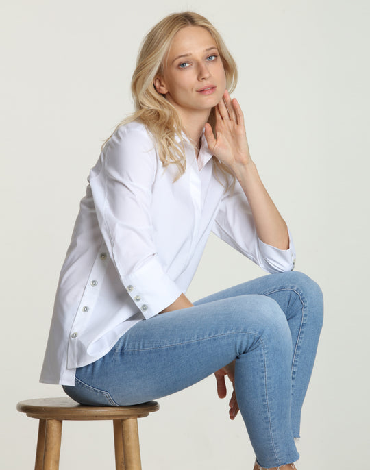 Maxine 3/4 Sleeve Side Button Shirt