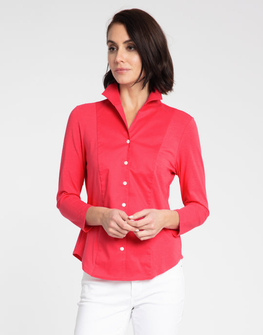 Donna 3/4 Sleeve Wing Collar "T" Shirt