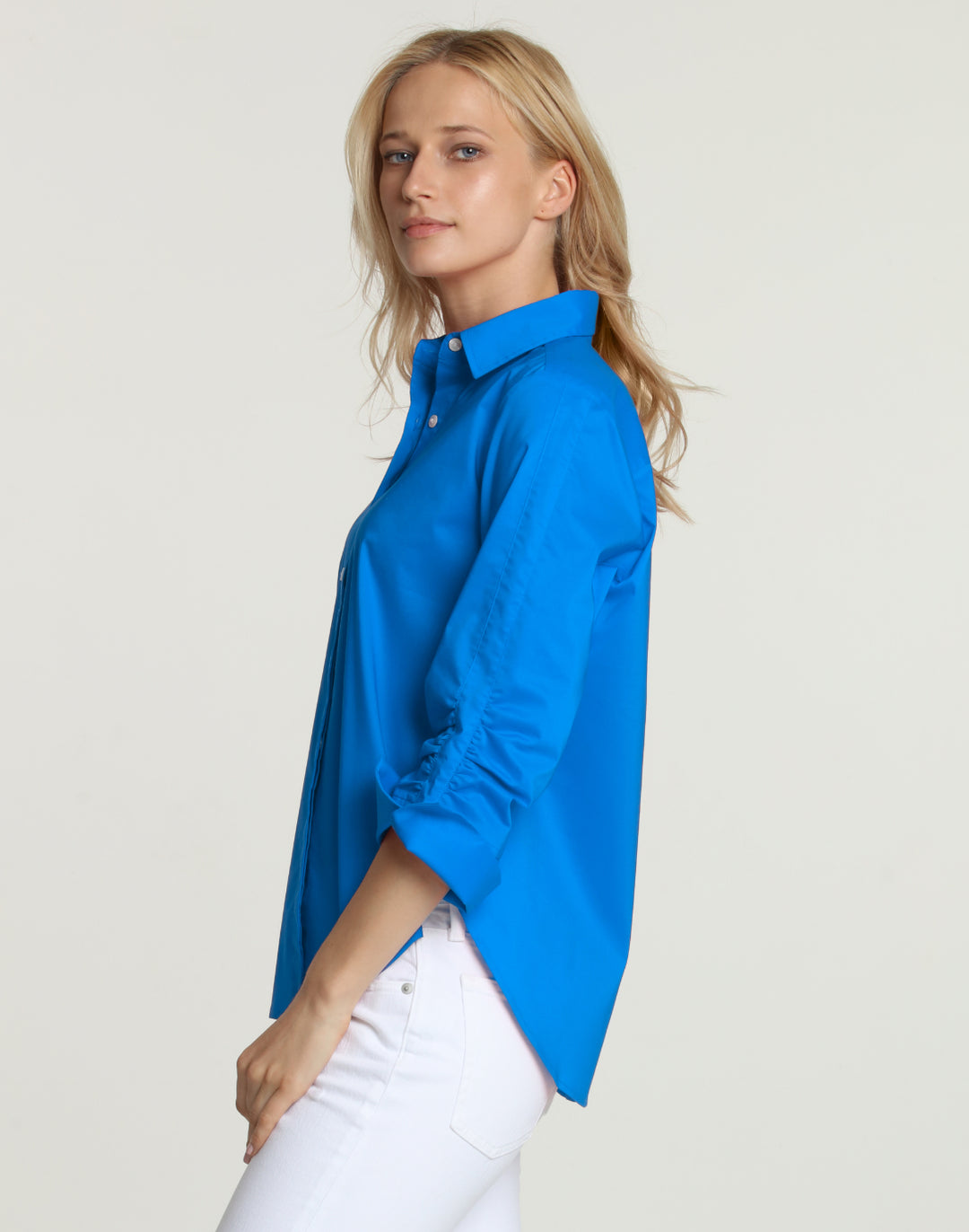 Zoey 3/4 Sleeve Ruched Sleeve Shirt