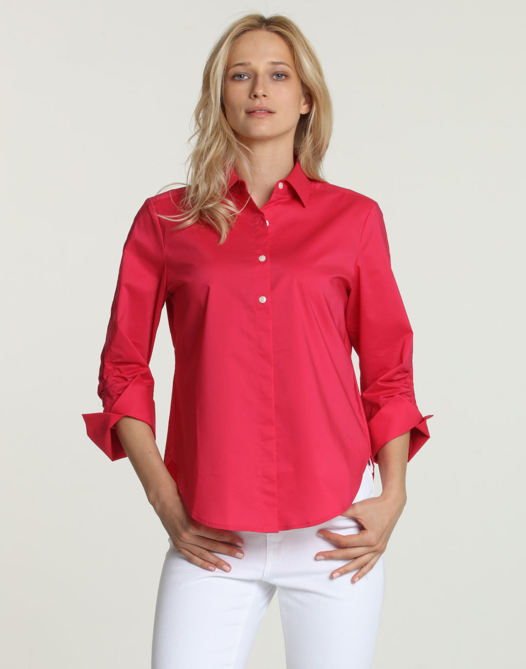 Zoey 3/4 Sleeve Ruched Sleeve Shirt