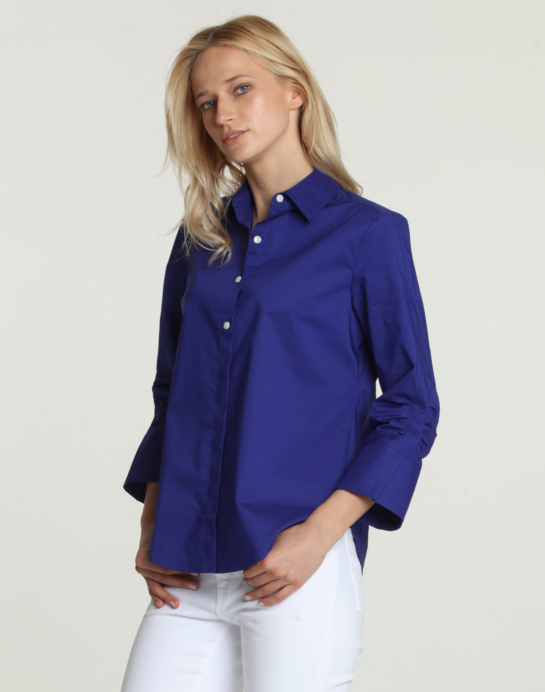 Zoey 3/4 Sleeve Ruched Sleeve Shirt