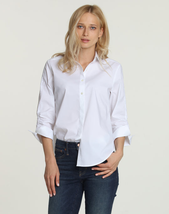 Zoey 3/4 Sleeve Ruched Sleeve Shirt