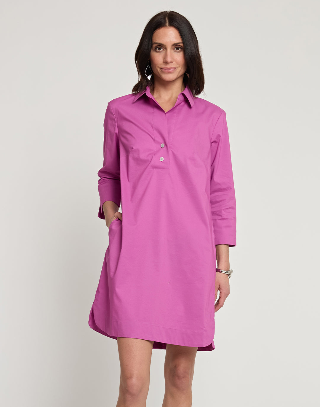 Aileen 3/4 Sleeve Button Back Dress