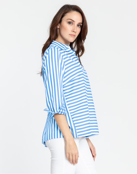 Xena 3/4 Sleeve Stripe/Gingham Combo Shirt