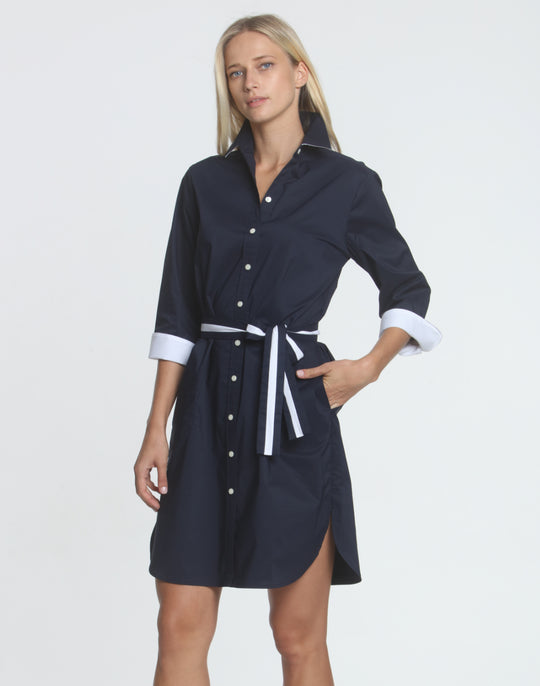 Kathleen 3/4 Sleeve Stretch Polish Cotton Dress