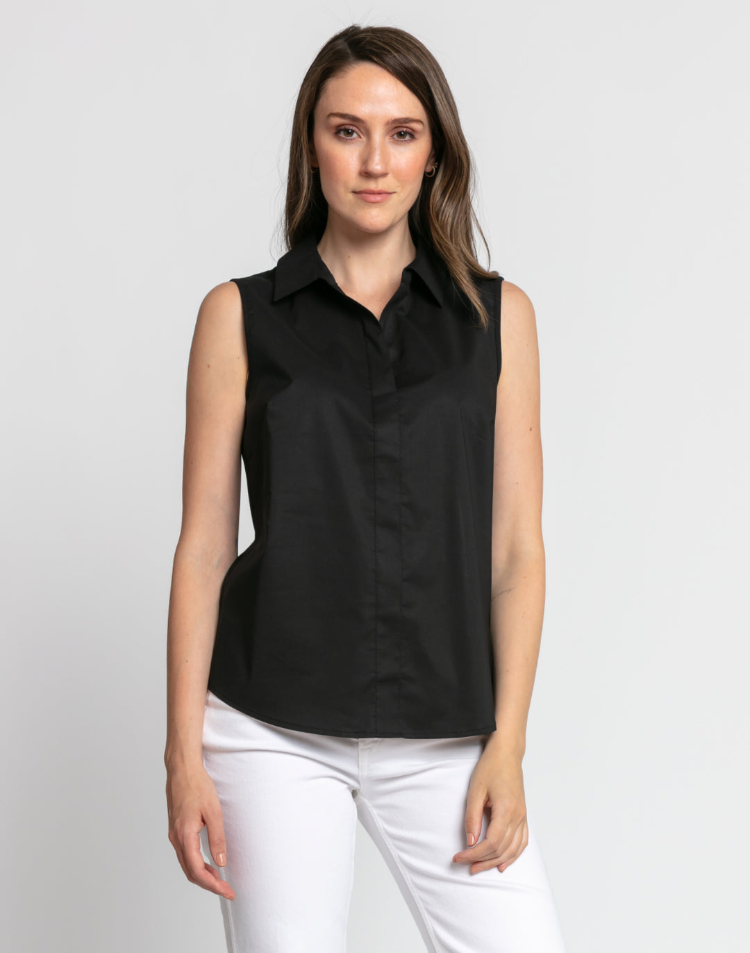 Lizette Sleeveless Woven/Knit Shirt