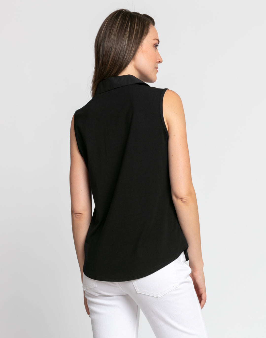 Lizette Sleeveless Woven/Knit Shirt