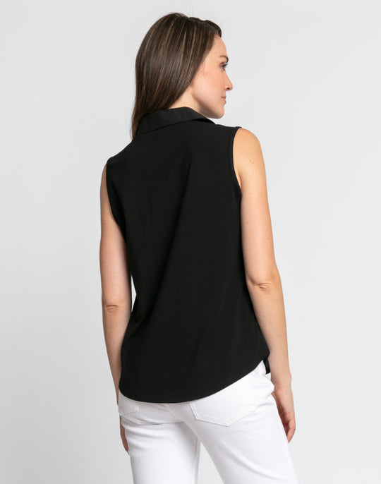 Lizette Sleeveless Woven/Knit Shirt