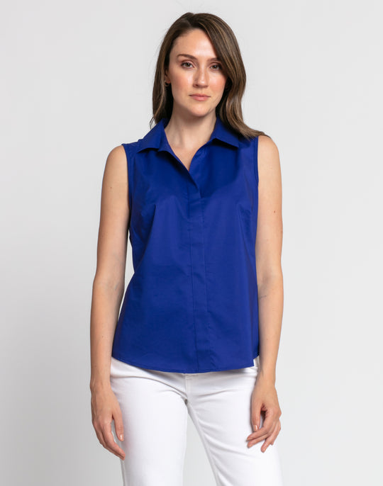 Lizette Sleeveless Woven/Knit Shirt