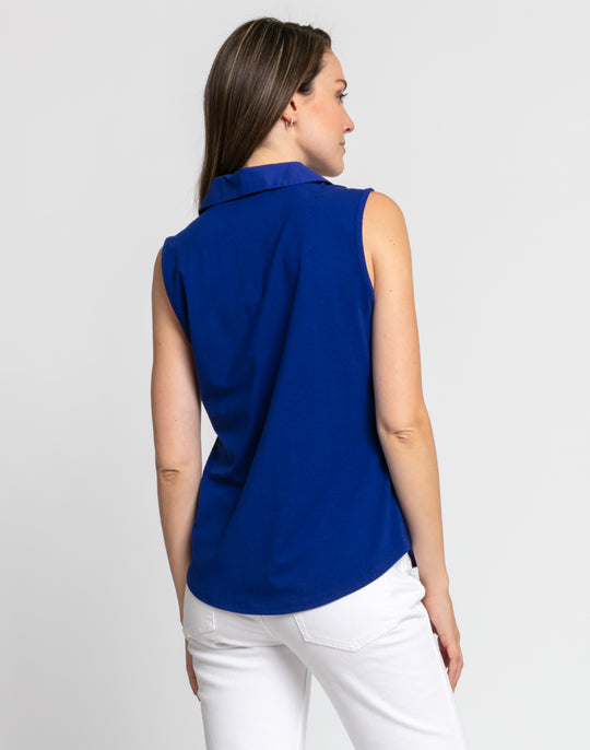 Lizette Sleeveless Woven/Knit Shirt