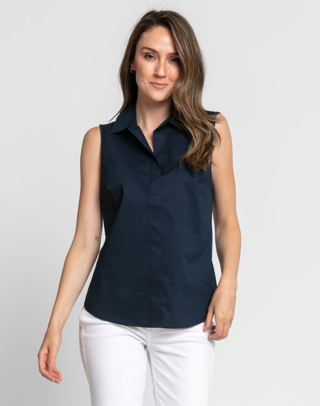 Lizette Sleeveless Woven/Knit Shirt