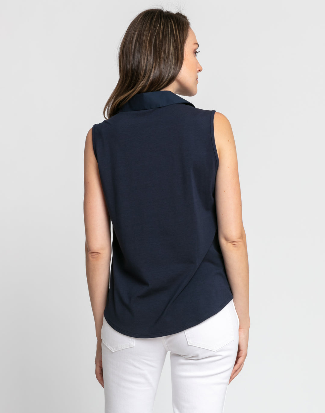 Lizette Sleeveless Woven/Knit Shirt