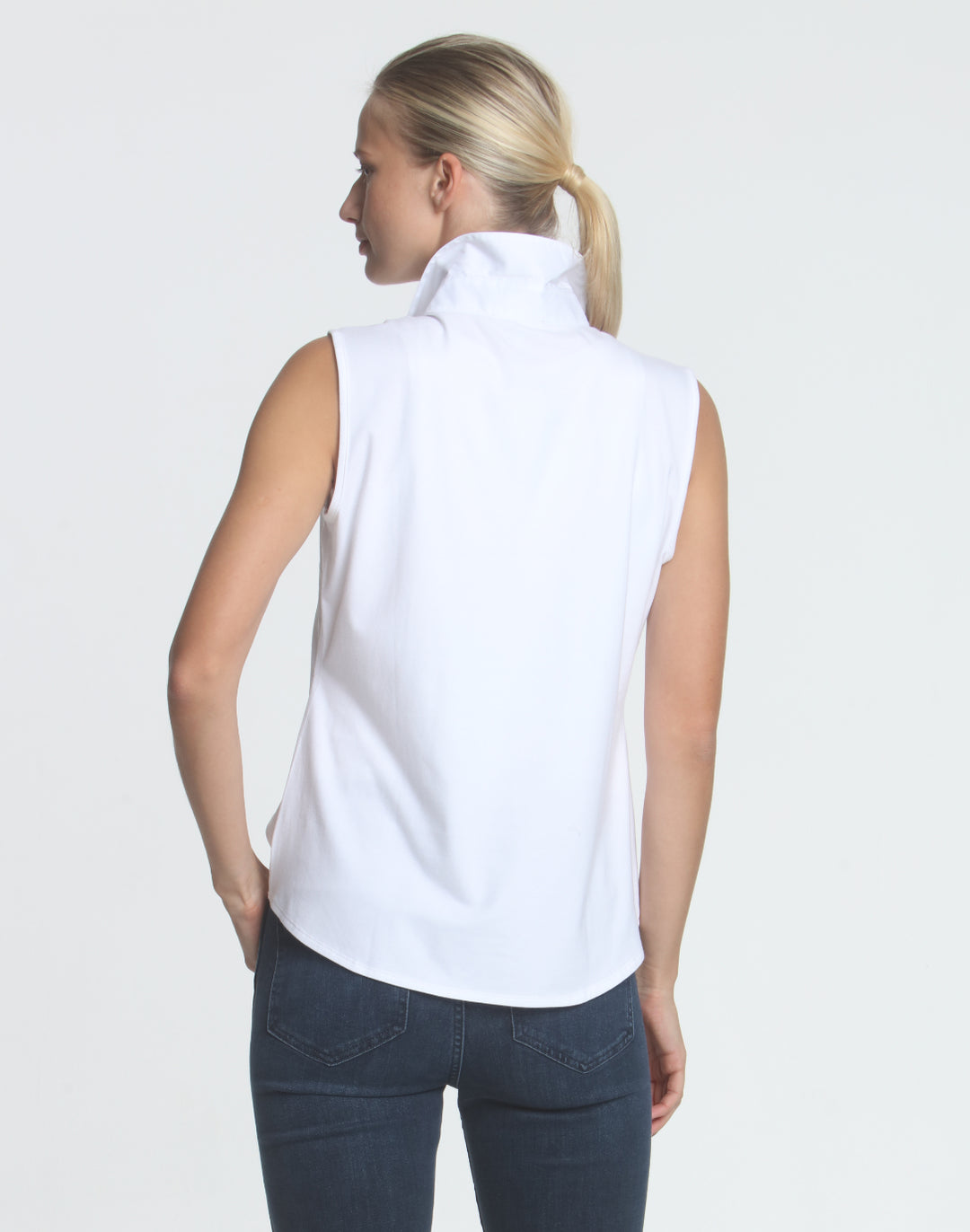 Lizette Sleeveless Woven/Knit Shirt