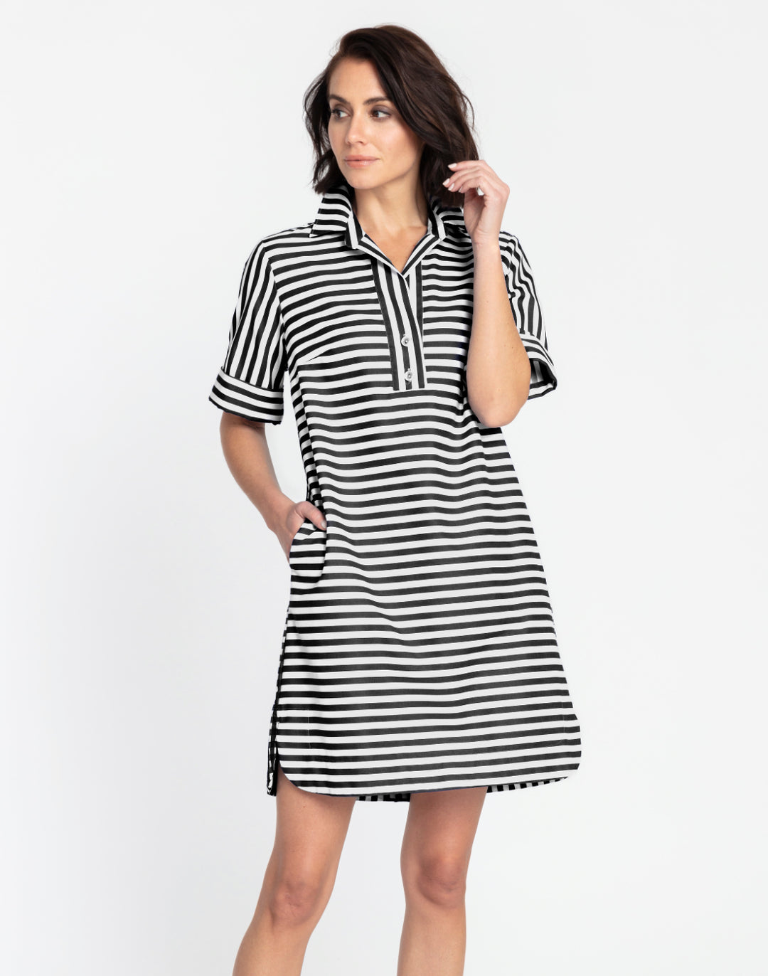 Aileen Short Sleeve Stripe/Gingham Dress