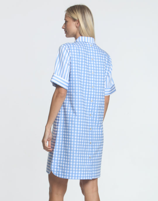 Aileen Short Sleeve Stripe/Gingham Dress