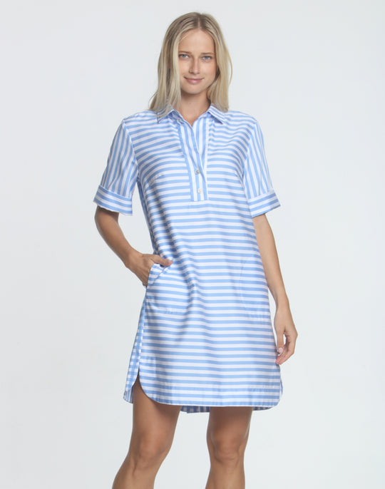 Aileen Short Sleeve Stripe/Gingham Dress