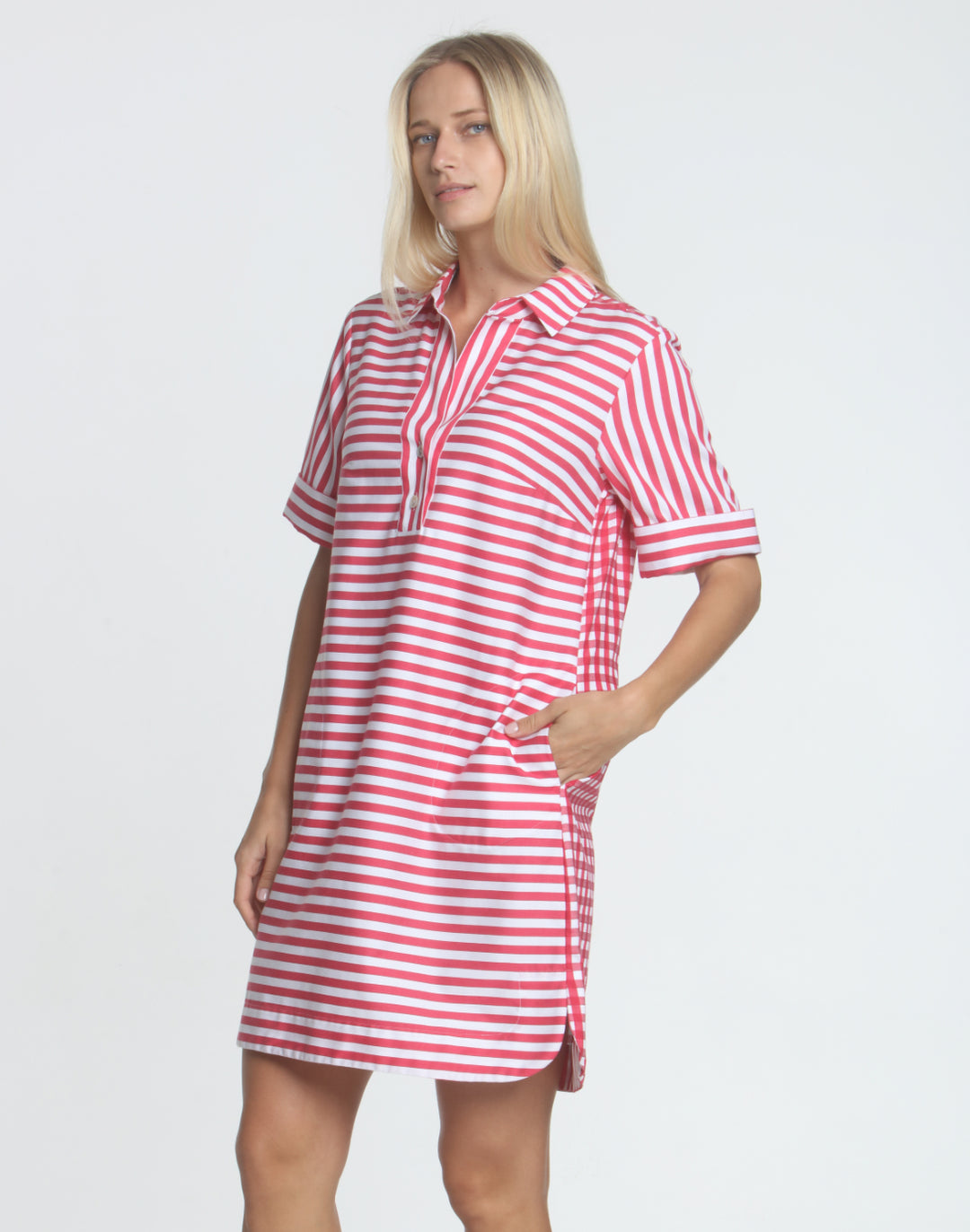 Aileen Short Sleeve Stripe/Gingham Dress