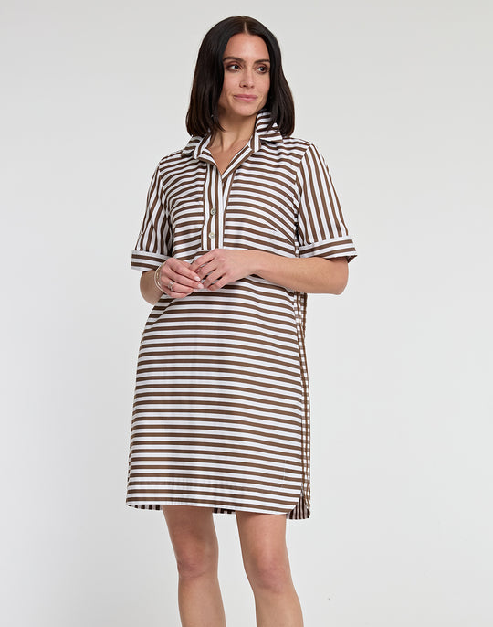 Aileen Short Sleeve Stripe/Gingham Dress