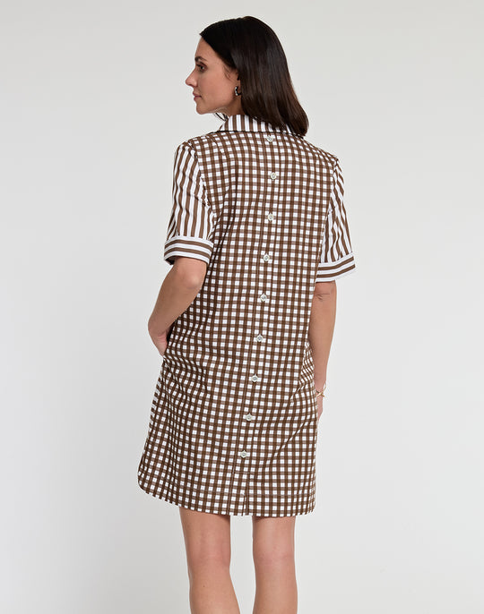 Aileen Short Sleeve Stripe/Gingham Dress