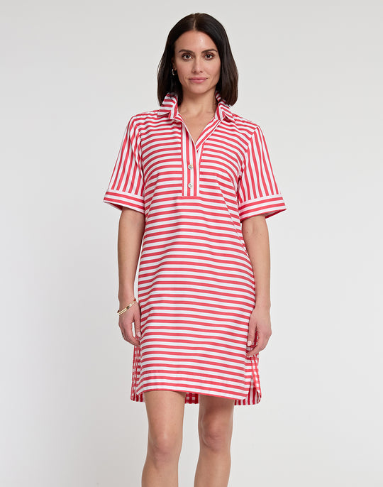 Aileen Short Sleeve Stripe/Gingham Dress