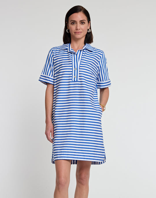 Aileen Short Sleeve Stripe/Gingham Dress