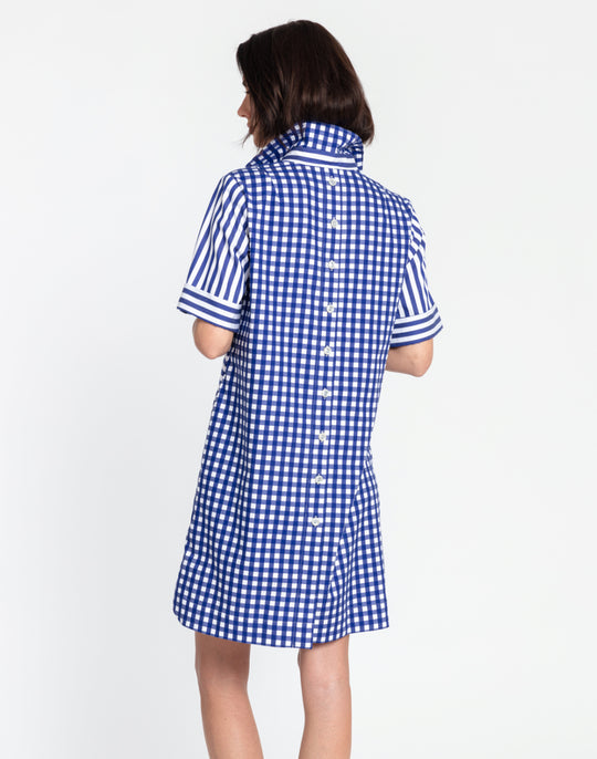 Aileen Short Sleeve Stripe/Gingham Dress