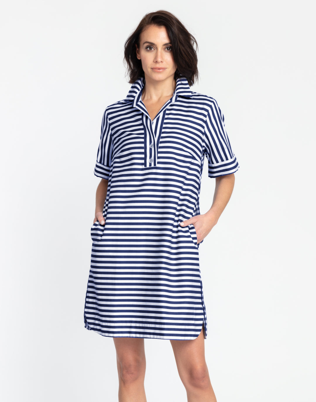 Aileen Short Sleeve Stripe/Gingham Dress