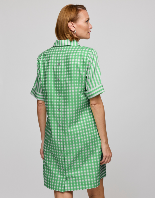 Aileen Short Sleeve Stripe/Gingham Dress