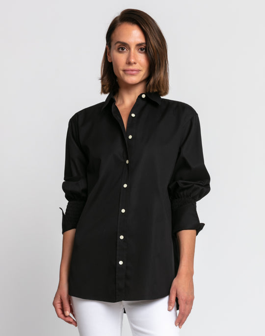 Kylie Luxe Cotton Ruched Sleeve Shirt