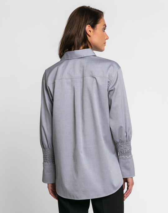 Kylie Luxe Cotton Ruched Sleeve Shirt