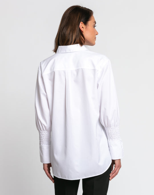 Kylie Luxe Cotton Ruched Sleeve Shirt