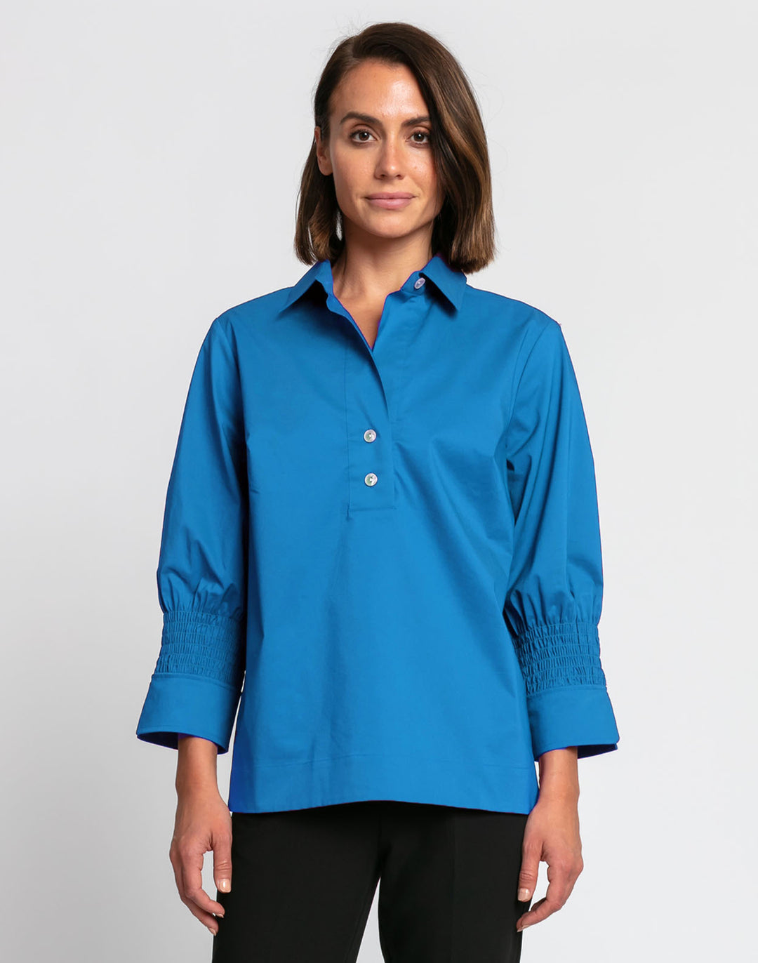 Morgan 3/4 Ruched Sleeve Top