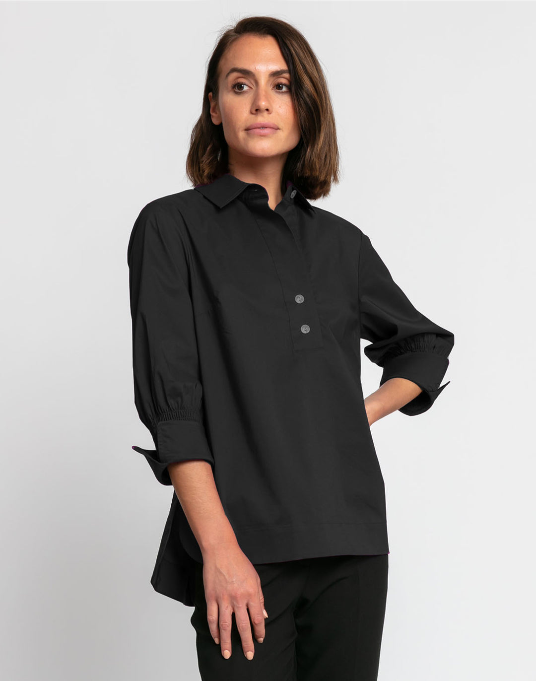 Morgan 3/4 Ruched Sleeve Top