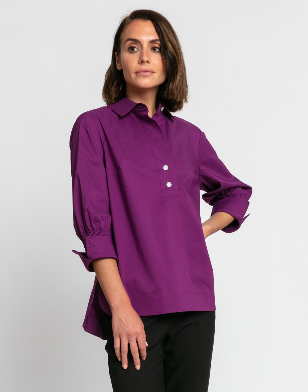 Morgan 3/4 Ruched Sleeve Top