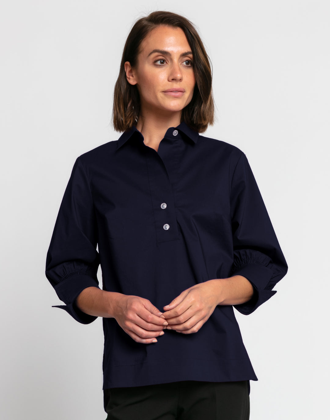 Morgan 3/4 Ruched Sleeve Top