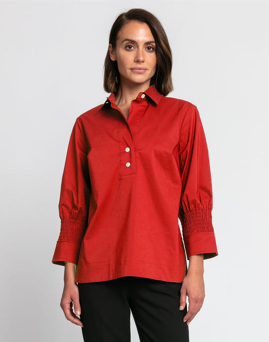 Morgan 3/4 Ruched Sleeve Top