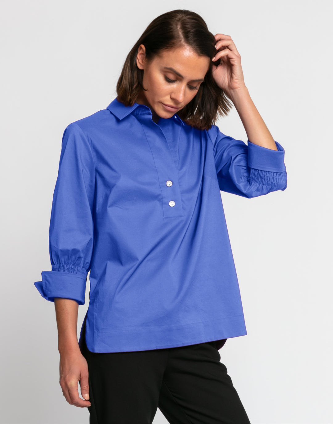 Morgan 3/4 Ruched Sleeve Top