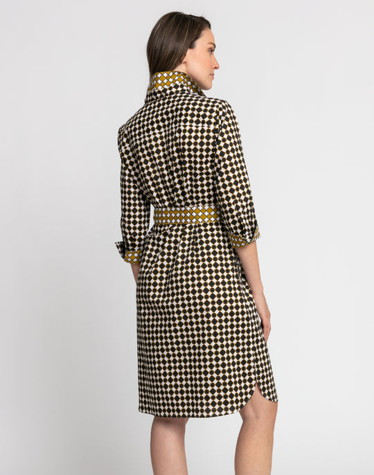 Kathleen 3/4 Sleeve Tile Print Dress