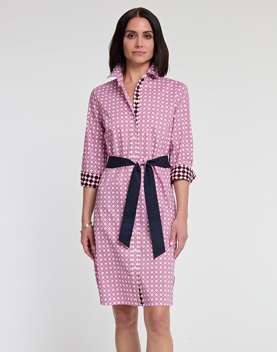 Kathleen 3/4 Sleeve Tile Print Dress