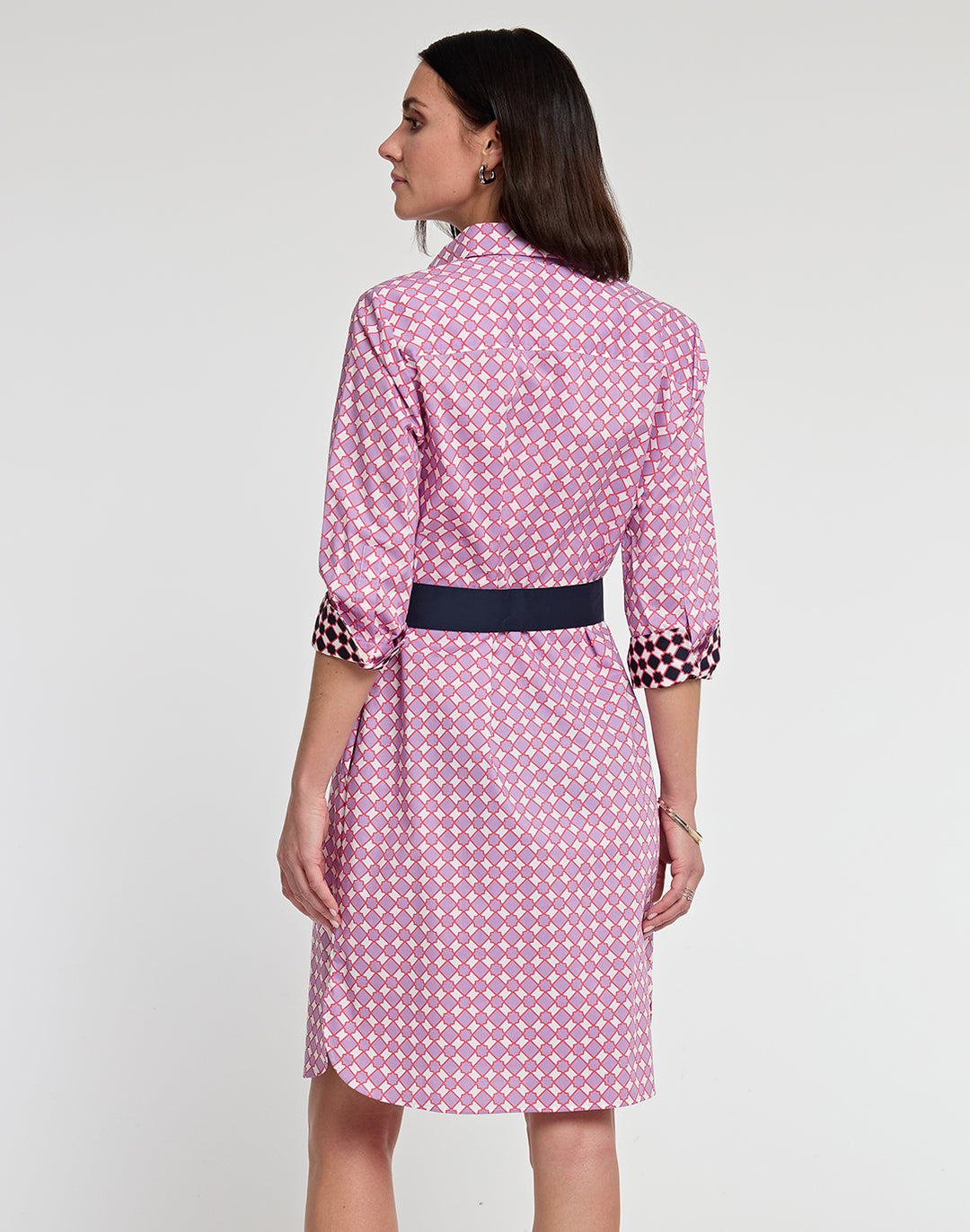 Kathleen 3/4 Sleeve Tile Print Dress