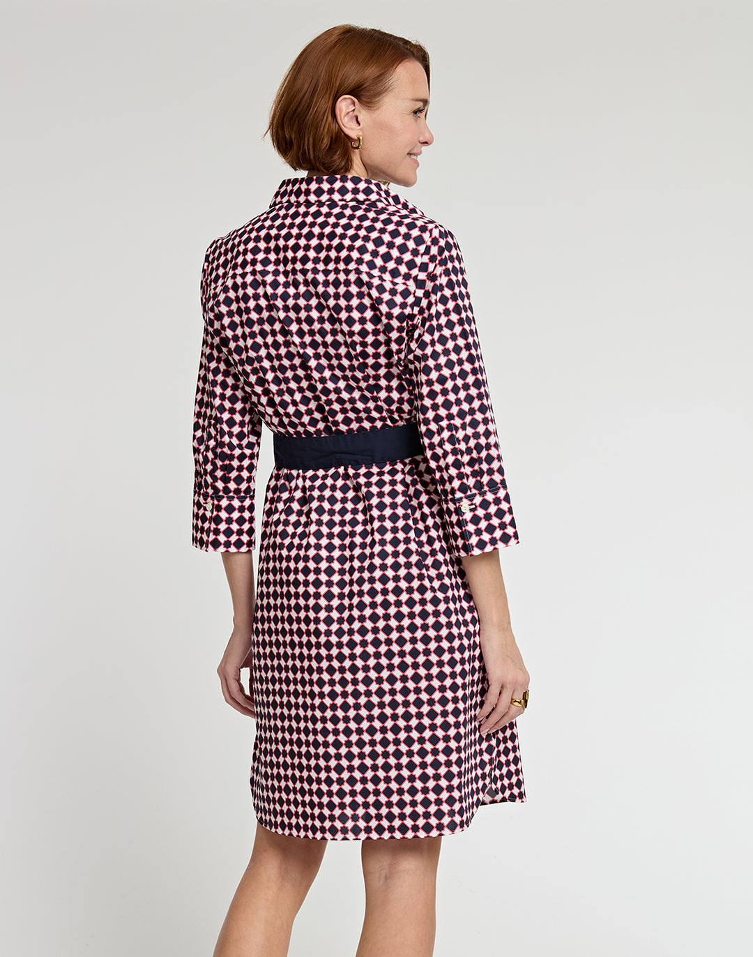 Kathleen 3/4 Sleeve Tile Print Dress