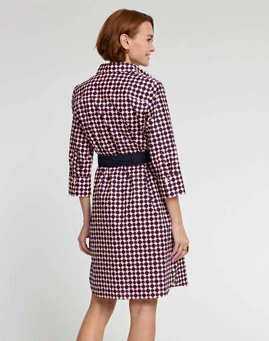 Kathleen 3/4 Sleeve Tile Print Dress