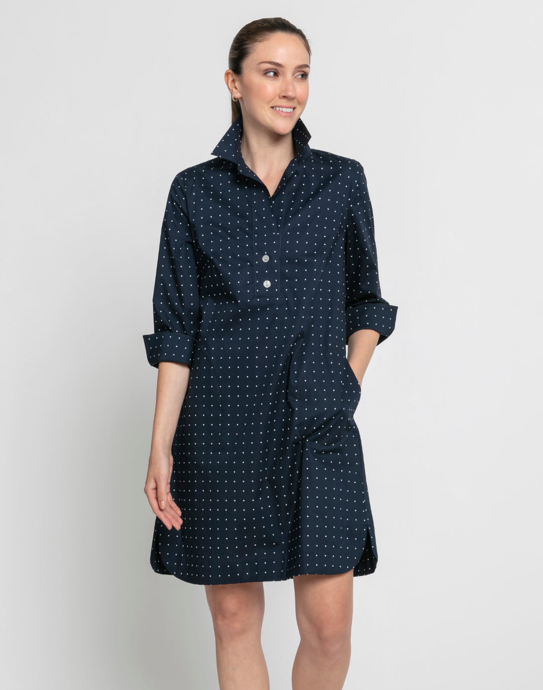 Aileen 3/4 Sleeve Dot Print Dress