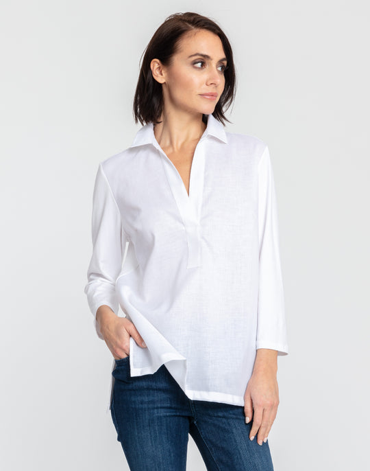 Ivy 3/4 Sleeve Luxe Linen/Knit Tunic