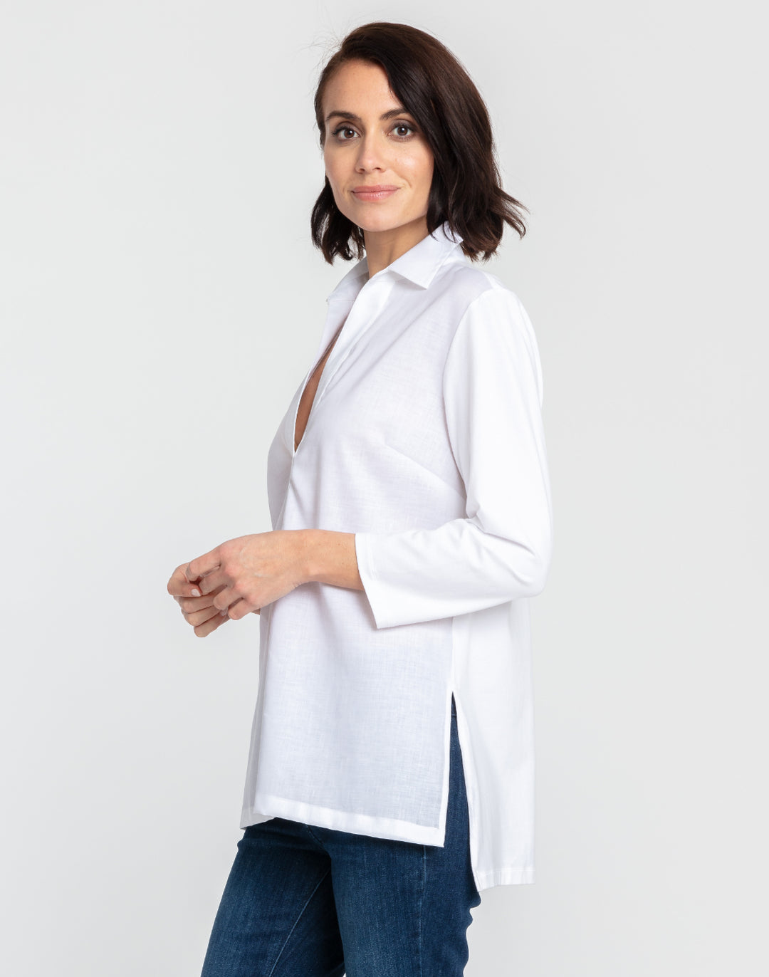 Ivy 3/4 Sleeve Luxe Linen/Knit Tunic